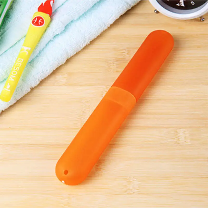 1 шт. 7 цветов портативный путешествия пеший Туризм походная зубная щетка защиты держатель дело Box Крышка бытовой аксессуары для ванной комнаты - Цвет: orange