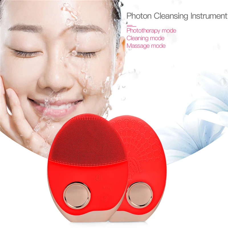 Electronic Ultrasonic Wireless charging Facial Cleansing Brush Silicone