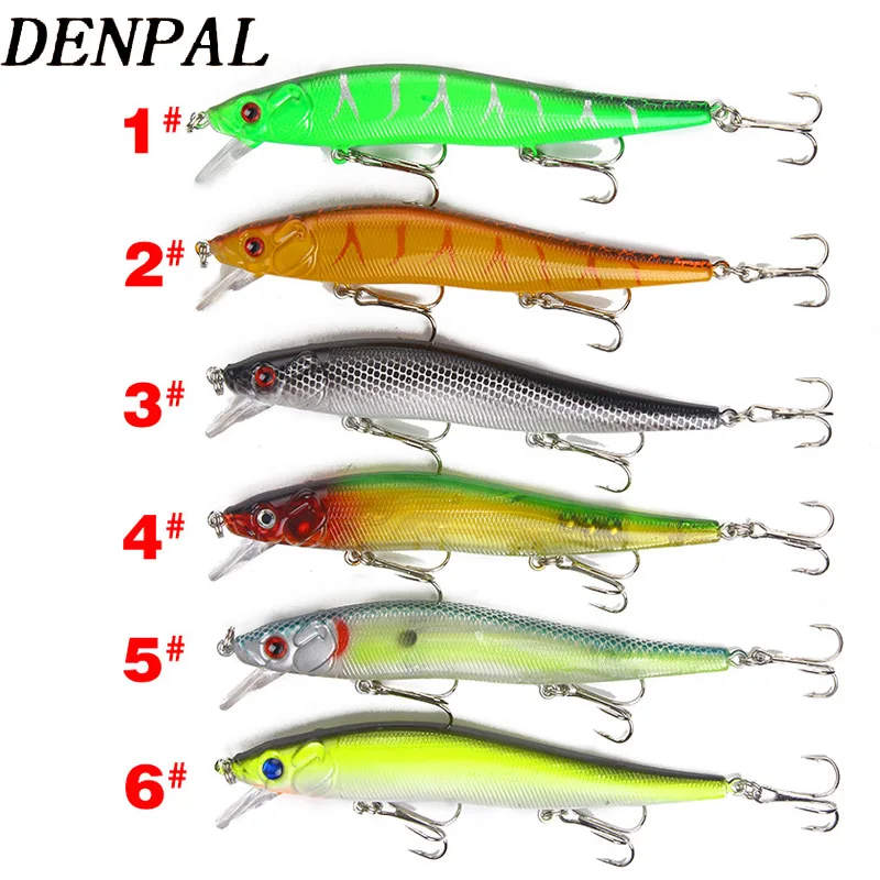 

Fishing Lure 115MM/15G Suspend Wobbler Minnow Artificial Bait Minnow 6 colors Carry three hooks 3D Eyes Fish Killer Random Color