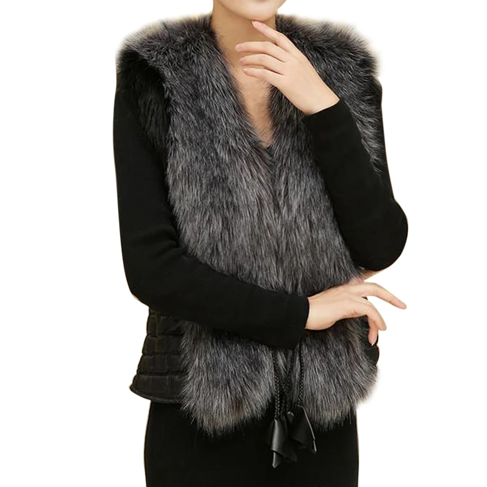 Female Fur Vest New Women Winter Waistcoat Real Leather Fur Coat Vest