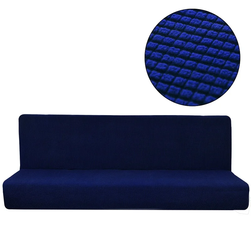 Высокое качество вязание решетки Твердые эластичные диван Чехол Диван Slipcover складной все включено чехол для дивана без подлокотника диван - Цвет: Navy blue
