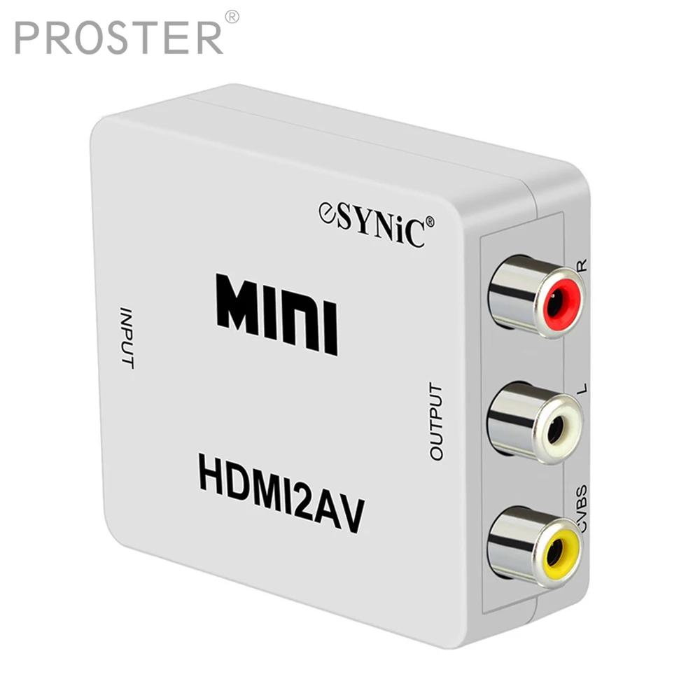 

eSYNiC HDMI to AV Converter Adapter HDMI to 3 Converter RCA CVBS Composite Video Audio Converter 1.4 Coaxial Support PAL/NTSC