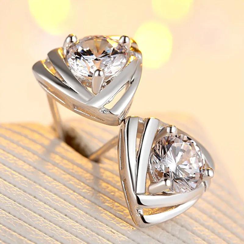 XIYANIKE 925 пробы серебро AAA CZ Циркон треугольные серебряные серьги для женщин серьги Стерлинговое Серебро-ювелирные изделия Brincos VES6406