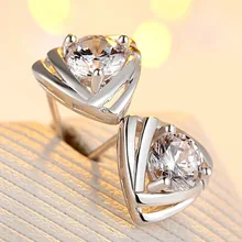 XIYANIKE 925 пробы серебро AAA CZ Циркон треугольные серебряные серьги для женщин серьги Стерлинговое Серебро-ювелирные изделия Brincos VES6406