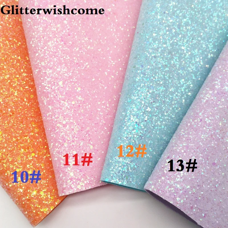 Glitterwishcome 21X29 см A4 Размер синтетическая кожа, соответствующий цвет подложки, толстый блеск кожа винил для луков, GM033A