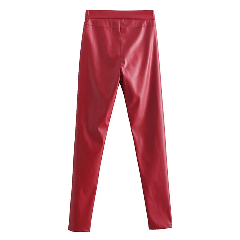 Корейская версия брюк-карандашей с высокой талией, универсальные тонкие модные повседневные штаны, эластичные штаны из искусственной кожи, тонкие теплые леггинсы