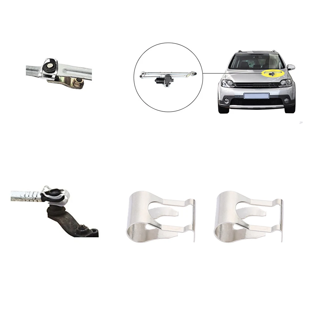 2pcs Car Windshield Windscreen Wiper Linkage Repair Clips Connecting Rod Spring Clip Car