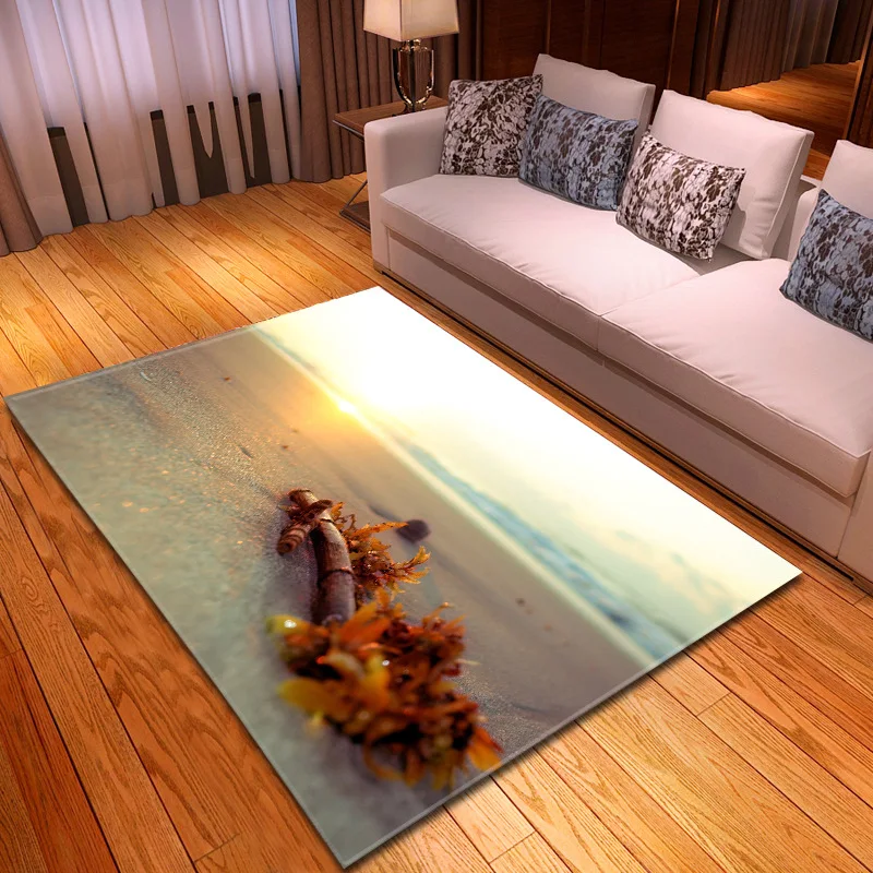 

Beautiful Beach Desert Blue Sky Sunset Modern Living Room Carpets Kids Mat Children's Rug Sajad Bedroom Anti-slip Round Rugs