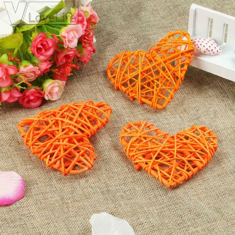 orange 10 шт. ротанговый шар 10 см сердце сепактакрау украшения свадьбы День рождения DIY украшения ротанга Звезда сувениры Поставки - Цвет: orange