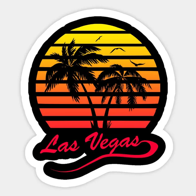 

1PCS Las Vegas 80s Tropical Sunset Sticker suitcase skateboard laptop motorcycle refrigerator sticker