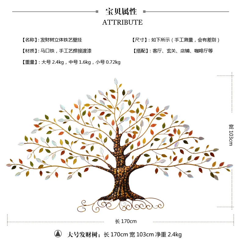 Американское Ретро железное богатое дерево, настенное украшение, домашний декор, украшение для гостиной, украшение для дома, аксессуары для стен, искусство
