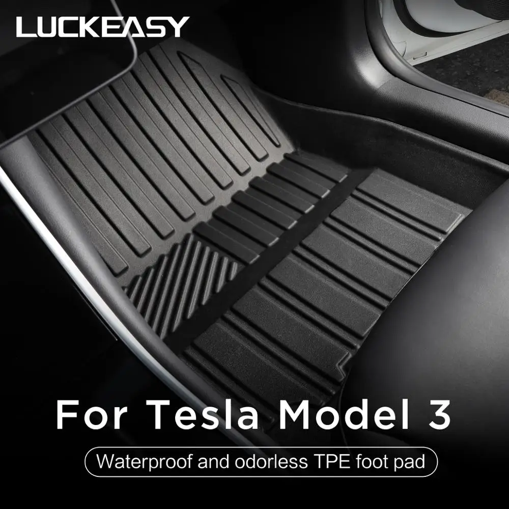 LUCKEASY TPE пользовательские всесезонные напольные коврики для Tesla Model 3 2017 2018 2019