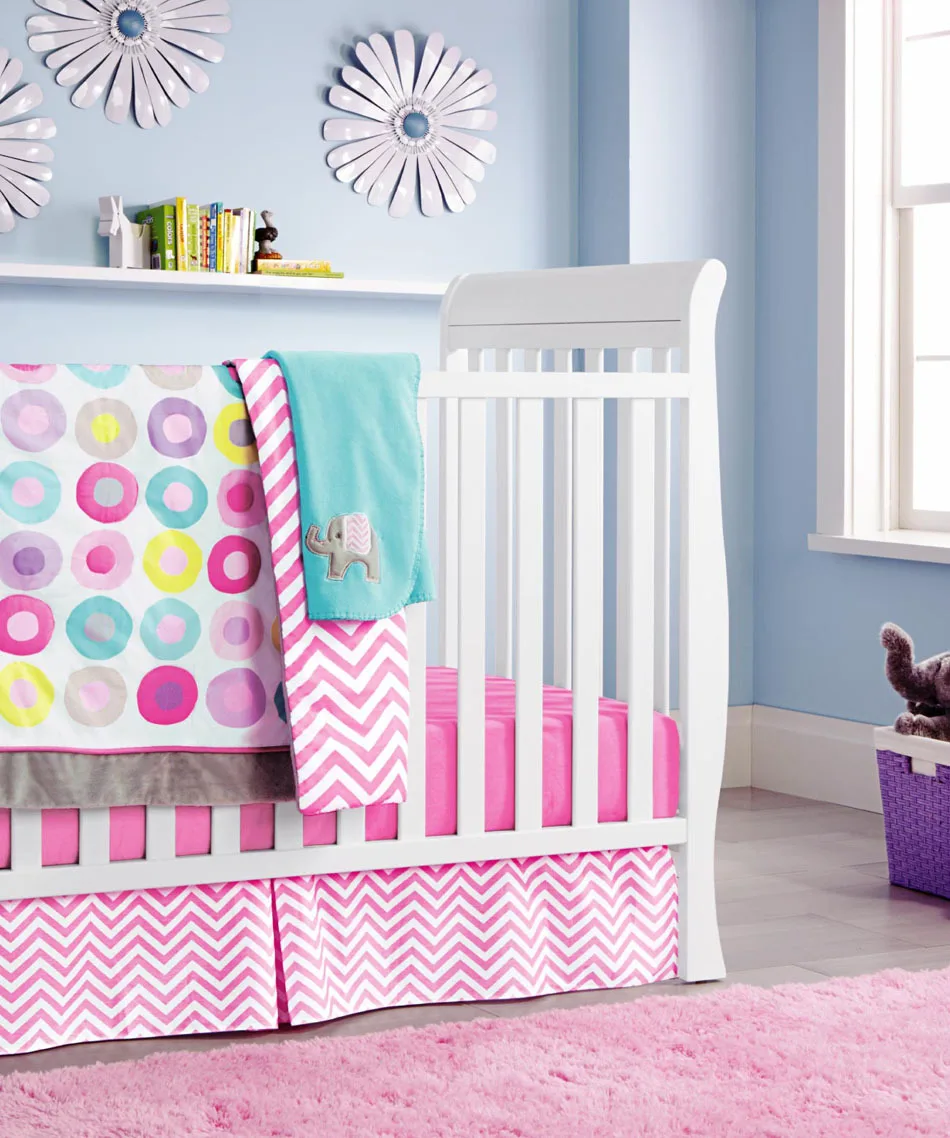 Ups Free Pink Circle Cartoon Baby Bedding Set Baby Cradle Crib Cot
