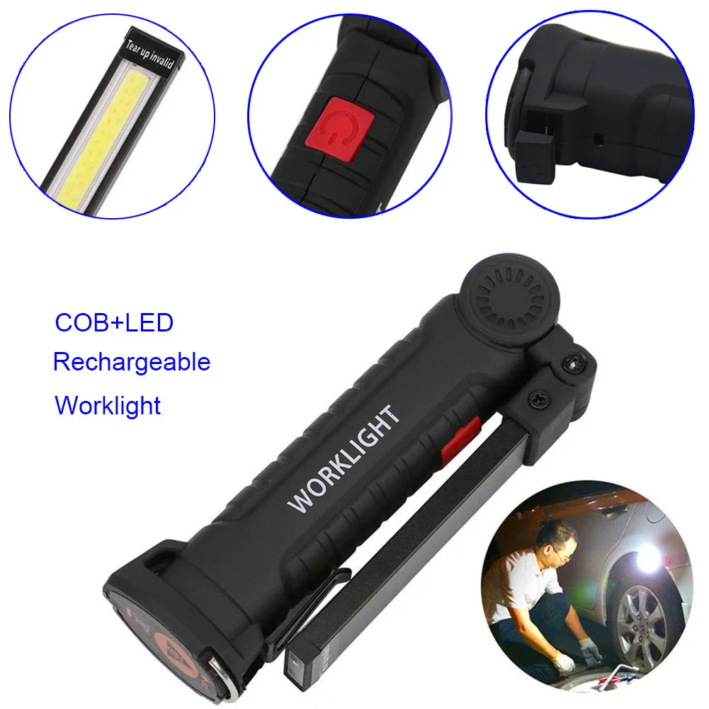 

LED Rechargeable Magnetic COB Torch Handheld Inspection Lamp Cordless Worklight Tool CLH@8