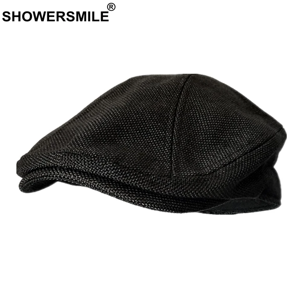 US $23.15 Showersmile Berets Caps For Women Orange Cotton Linen Flat Caps Men Classic Solid Colorful Duckbill Cap Summer Unisex Retro Hats