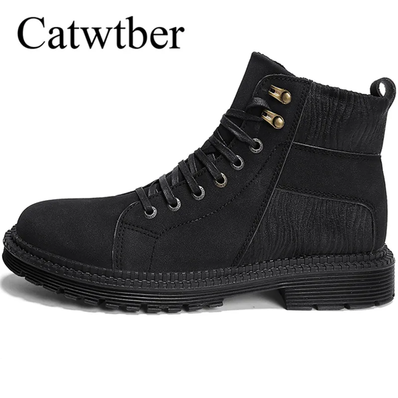 

Catwtber New British Outdoor Handmade Men Boots Leather Men Autumn Martin Boots Work Winter Ankle Boots Shoes Moccasins Sneaker