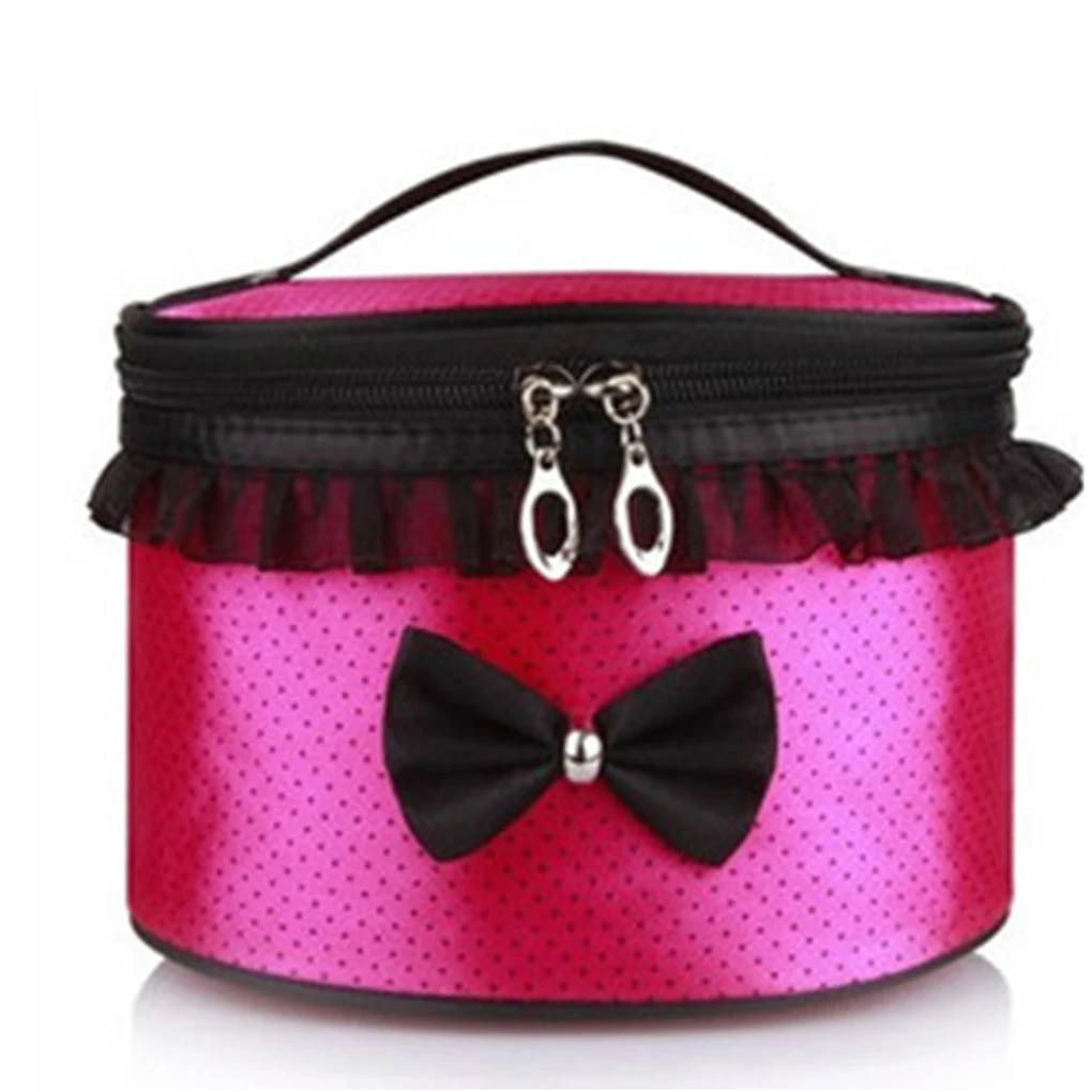 Lace Cosmetic Bag Travel Washbag Portable Round Makeup Storage Bag for