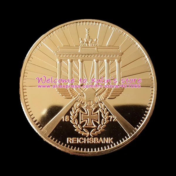 XDC0004I Германия брэнденбург ворота золотые монеты 5 шт. 999/1000 Золотой плакированный De 1872 сувенирная монета с орлом и железным крестом