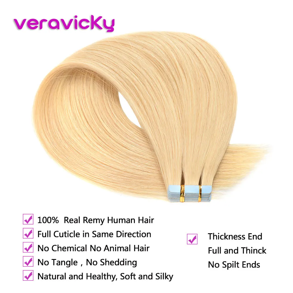 Veravicky 16 &quot18" 20 "лента для наращивания человеческих волос #613 блонд прямые