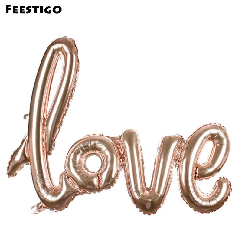 

Feestigo 1pcs 40inch Big Ligatures Red Pink Gold LOVE Foil Letter Balloons Wedding Party Valentine's Day Decorations 108x65cm
