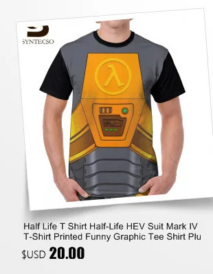 Футболка Half Life Half-life HEV Suit Mark футболка IV забавная Футболка с принтом и графикой большого размера Мужская Уличная футболка из 100 полиэстера