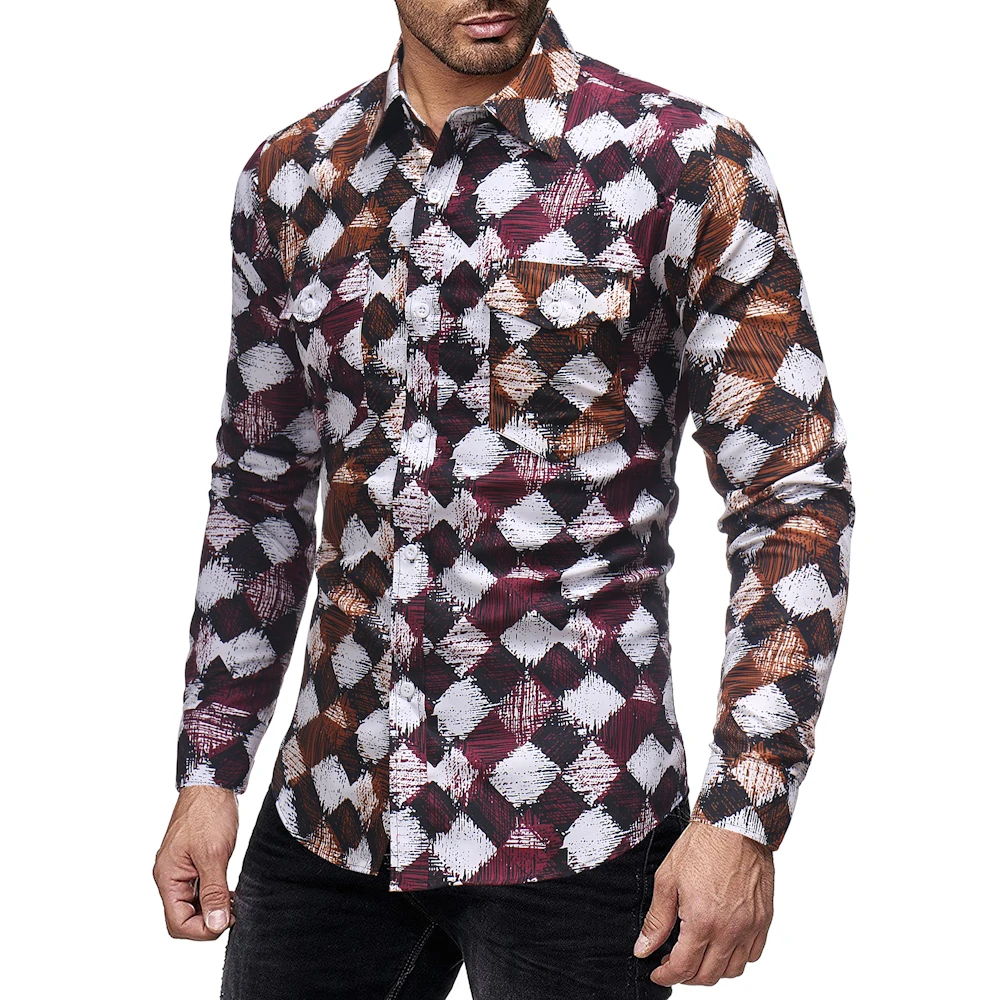Мужская Облегающая рубашка Camisa Social Masculina клетчатая с принтом 2018|Повседневные