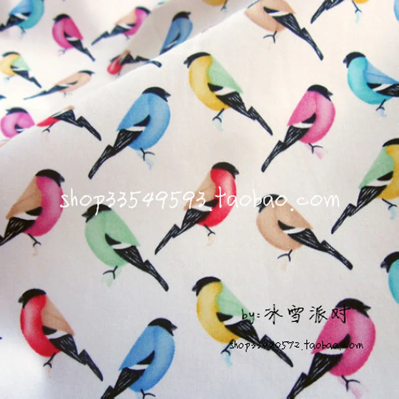 

140cm*50cm 1pcs Bird Fabric 100%Cotton Fabric Colourful birds Printed Quilting Fabric Sewing Material DIY PAtchwork For Clothes