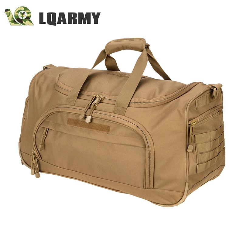

LQARMY 68.6L Military Large Duffel Bag Shoulder bag Handbag Dual-use Package for Fitness, Swim and Travel (Tan)