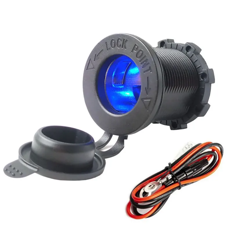 

Car Cigarette Lighter Socket With LED Indicator Modified Waterproof Cover Power Socket 12-24V Charger Dustproof Plug Motorcycle