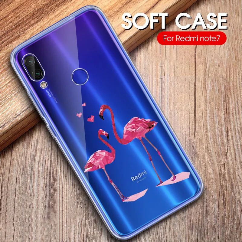 Прозрачный чехол для телефона с узором для Xiaomi Redmi 7 Note 5 6 Pro 7 6A милый мультяшный Мягкий силиконовый чехол задняя крышка оболочка TPU Fundas