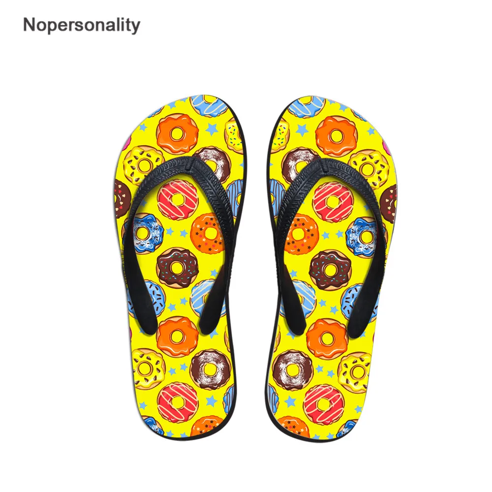 

Nopersonality Summer Slippers 3D Donut Print Female Casual Rubber Flipflop Fashion Flats House Non-slip Flip Flop for Ladies