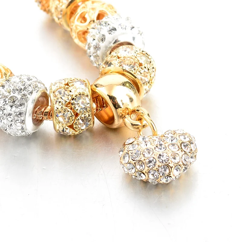 19 Styles Crystal Heart Charm Bracelets & Bangles - Gold*