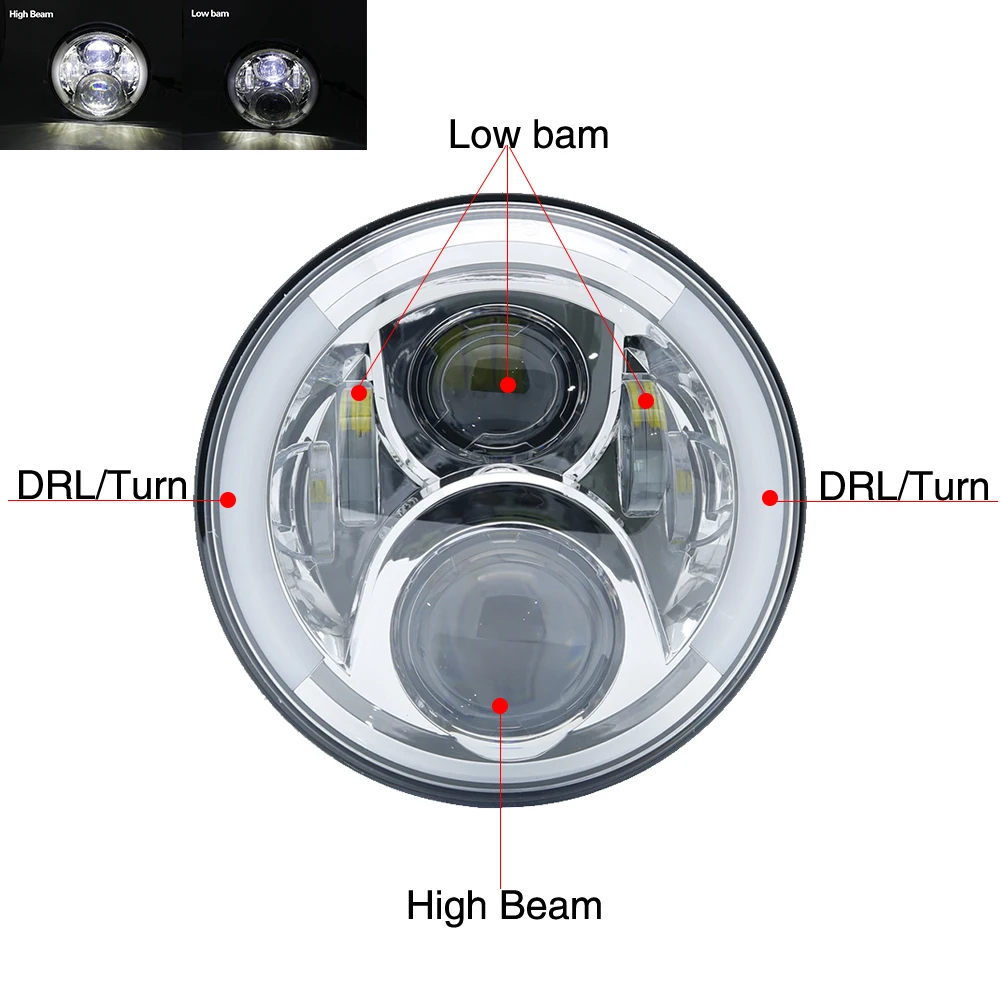 7 Motorcycle Headlight Round LED Turn Signal Indicators Light Universal for Harley Motorcycle Projector Daymaker Headlights (19)