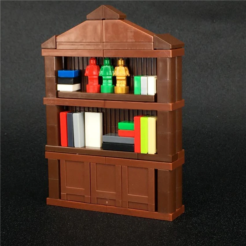 Boockshelf Bookcase Building Blocks City Home Office MOC Accessories Legoingly Book Showing Case Bricks Parts DIY Baby Kids Toys (1)