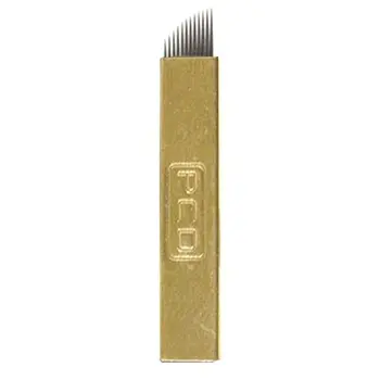 

50pcs Copper-clad Eyebrow Permanent Makeup Needle Manual Tattoo Micro blade 14-pin Sloped Needles