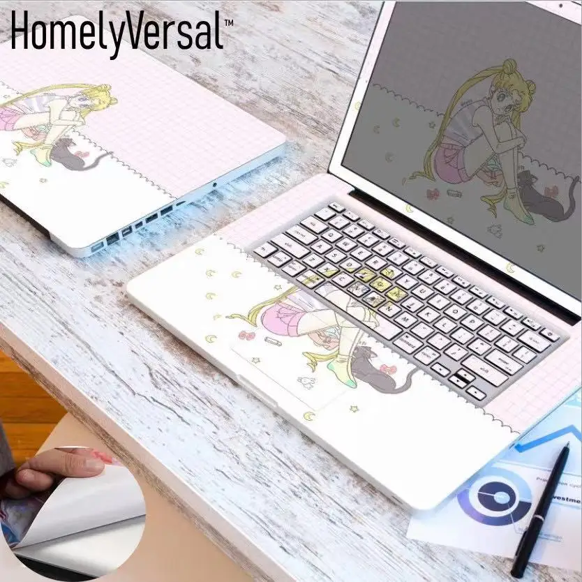 Милый трехсторонний кожаный чехол для ноутбука стикер Dell / Lenovo MacBook /Acer/HP/Asus размер