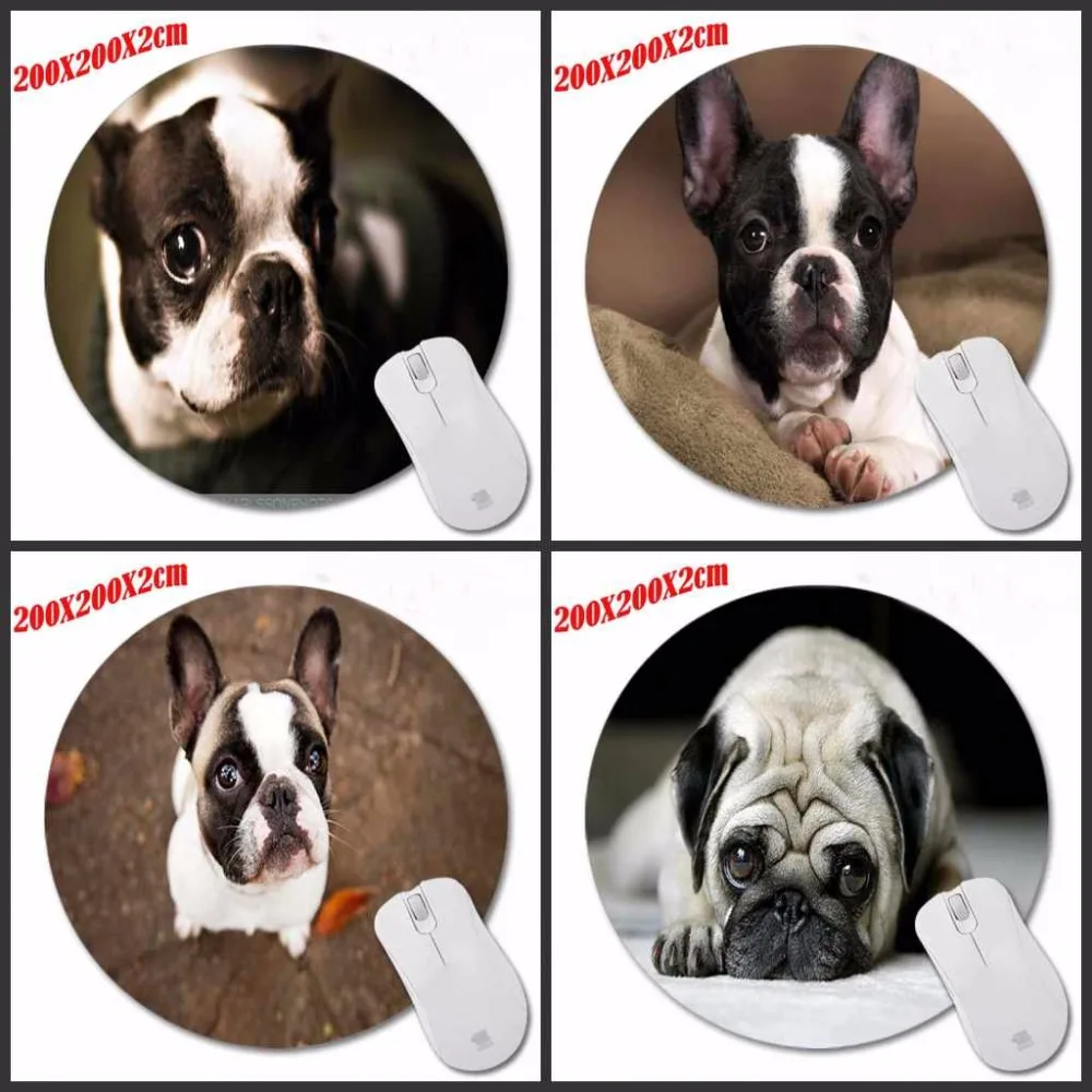

High Quality Desktop Pad Round Mousepads Cut Pug Dog Design Mouse Pad for Gamer Gaming Mouse Mat For PC Computer Laptop
