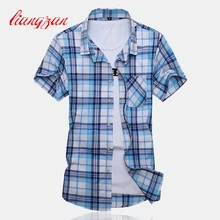 Мужская повседневная клетчатая рубашка большого размера M-7XL летняя брендовая хлопковая модная печатная версия с коротким рукавом рубашки SL-G028