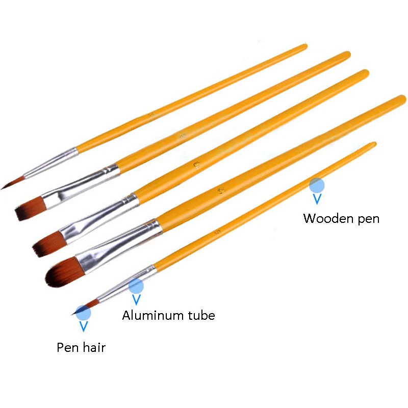 Нейлоновые волосы акварельные гуашь инструменты для рисования деревянная ручка для детей Студенческая Ручка Акриловая кисть для рисования товары для рукоделия
