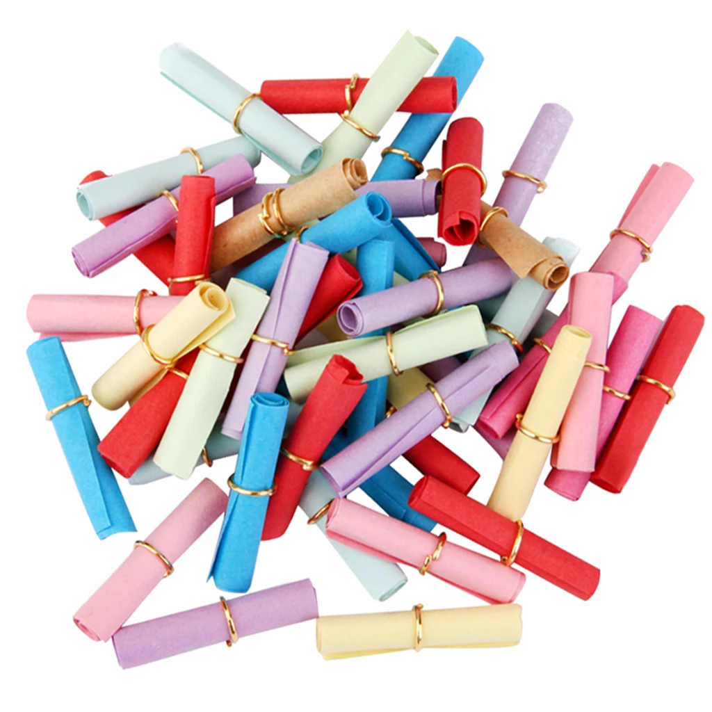 50 pcs Colorful Wishing Scrolls Paper Mixed Color DIY Handmade Scrapbooking Cards Gift Craft Decoration 6x2.5cm 