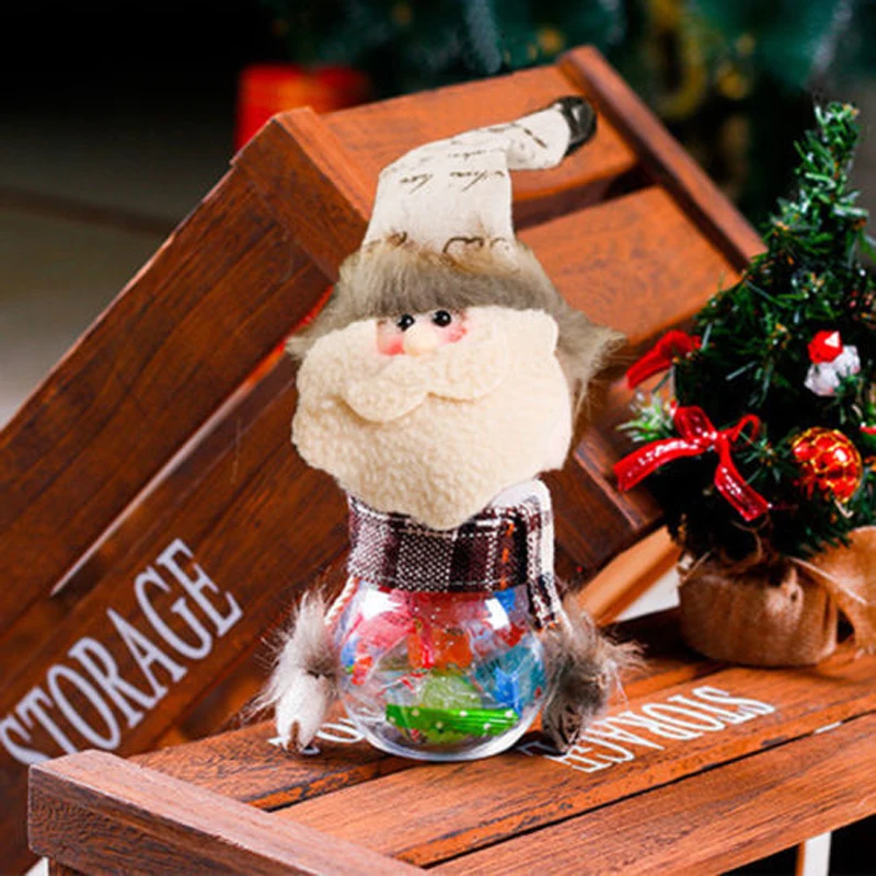 1Pcs Plastic Candy Jar Christmas Theme Small Gift Bags Christmas Tree Ornaments Christmas Crafts Home Party Decorations