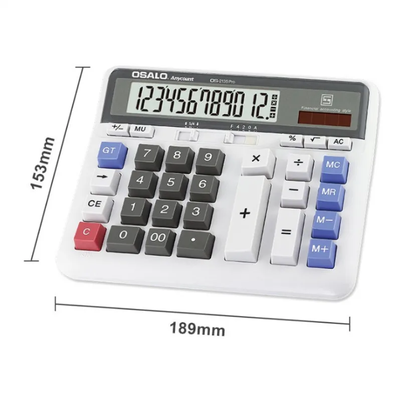 New Large Computer Electronic Calculator Counter Solar Battery Power 12 Digit Display Multi functional Big Button 5