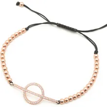 Золото Серебро Микро-паве cz кубический цирконий веревка отрегулированный браслет из медного бисера gfj4f Шарм плетеные браслеты