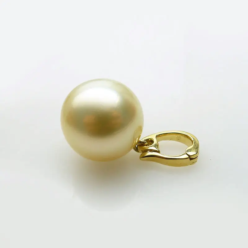 

FREE SHIPPING AAA 12.9mm Light Golden Genuine South Sea Pearl Pendant 18 Solid Yellow Gold