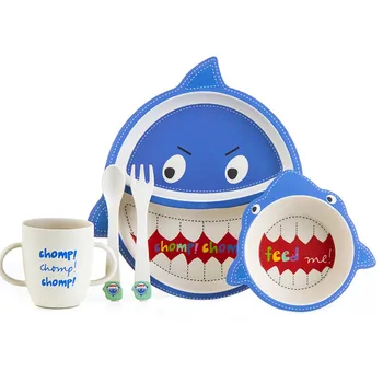

Dishes plate bowl cup fork spoon Bamboo Baby tableware safety kids feeding set dish dinnerware ceramic set children mini health