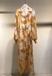 2019 сезон весна лето женские высокого качества шелковое платье с рисунком 0316