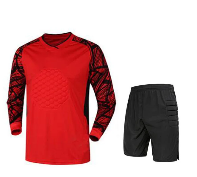 Футбольный Вратарский Джерси набор взрослых Губка протектор может настроить Вратарский Униформа костюм шорты футбольные майки
