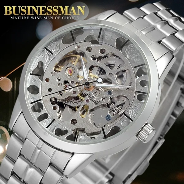 

WINNER Mens Watch Top Luxury Brand Men Fashion Mechanical Watches Stainless Steel Casual Sports Wristwatch relogio masculino