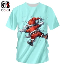 OGKB для мужчин животных Рождество O образным вырезом футболки 3D Печатных Человек Санта Клаус размера плюс 5XL 6XL Costuming