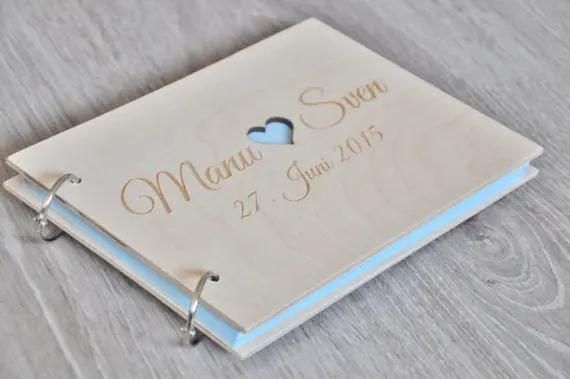 

Customized wedding Wooden Guestbooks Memory album engraved Alternative Signature Guest Books party favors choose page color